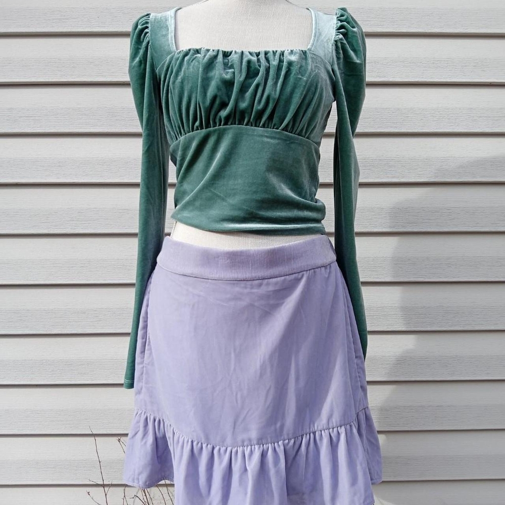 Small J. Crew Periwinkle Mini Skirt with Ruffles